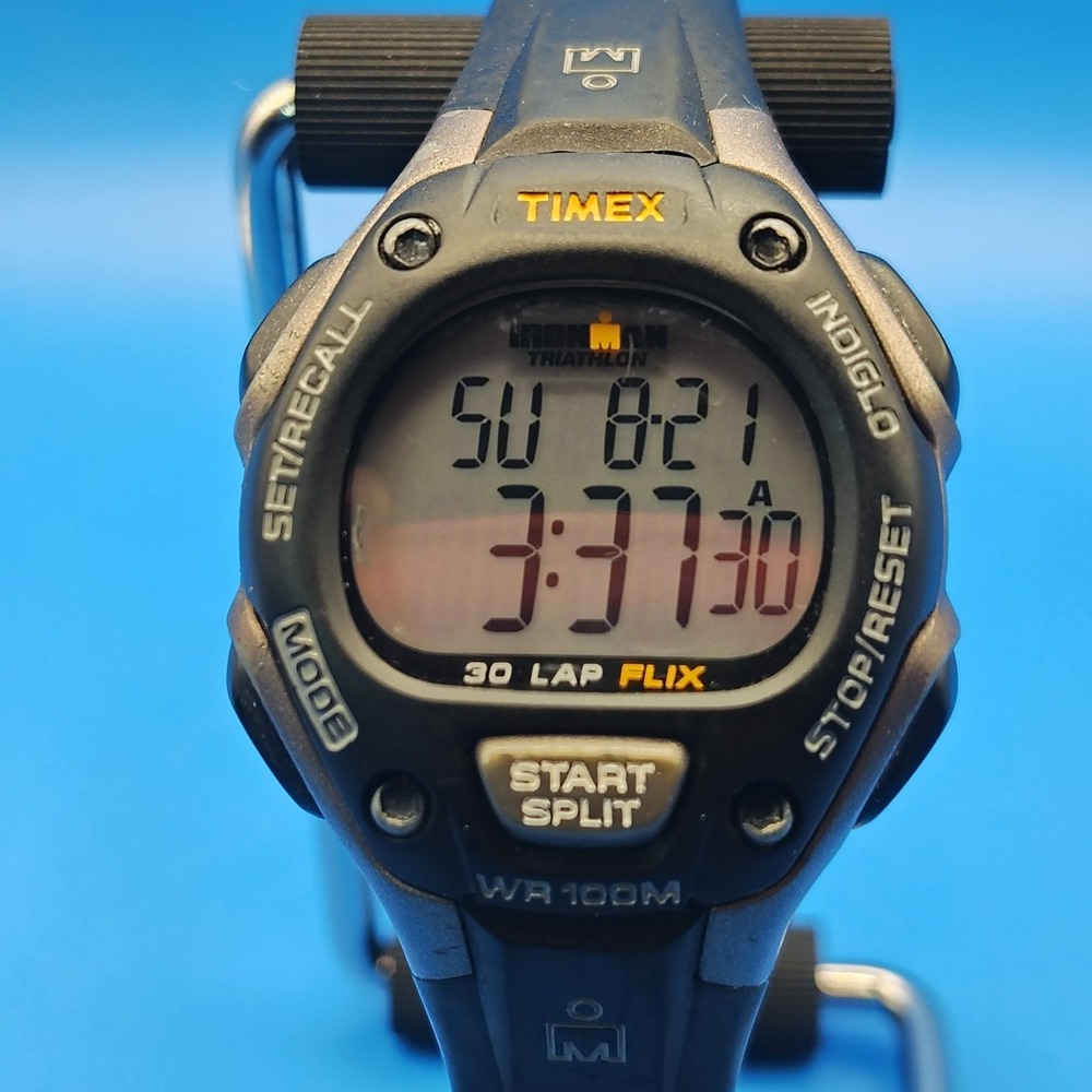 Vintage 2003 Timex Expedition Triathlon Flix 36mm Mens Quartz Sport Watch 100m